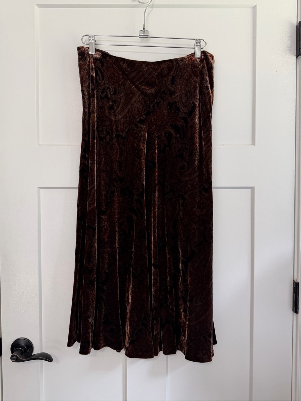 Talbots Collection Silk Blend Burnout Velvet Paisley A-Line Midi Skirt 14 - Picture 8 of 9